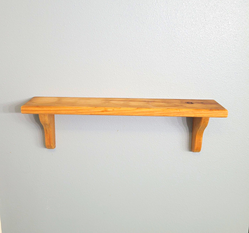 Vintage Rustic Wood Floating Wall Shelf with Decorative Corbel Brackets 18"